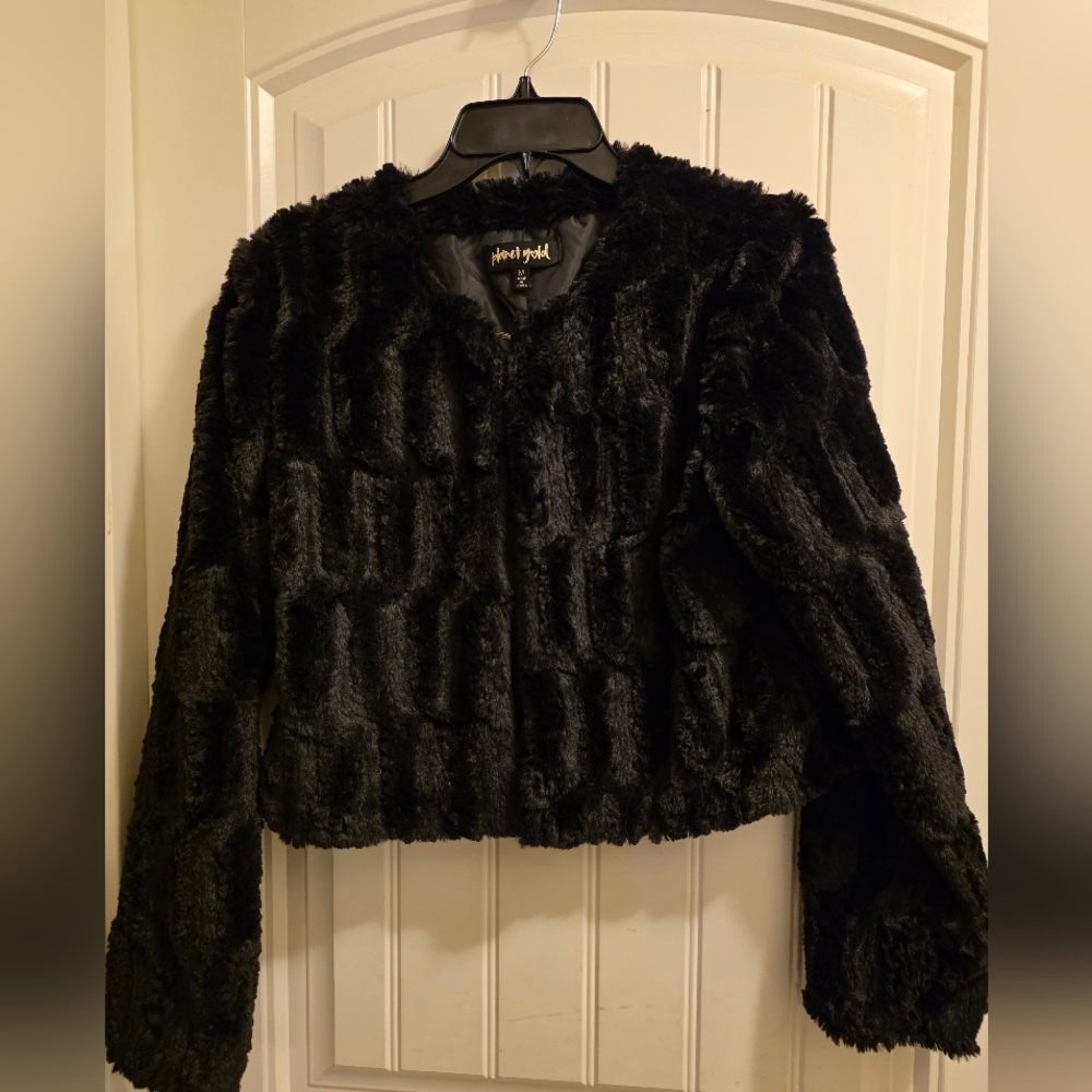 Girls Faux Fur Black Jacket